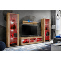 Wohnwand mit TV-Lowboard und Stauraum in Wotan-Holzoptik