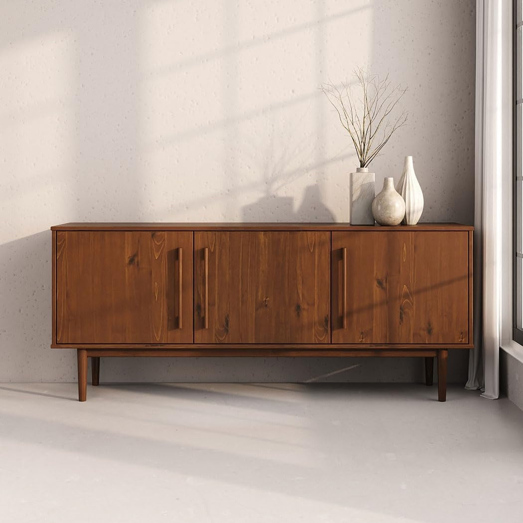Sideboard aus Massivholz mit 3 Türen und verstellbaren Einlegeböden im Mid-Century-Stil