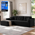 Modulares Ecksofa mit Chaiselongue links, 244 cm breit, Tintenschwarz