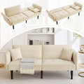 2-in-1 Schlafsofa mit Samtbezug, klappbaren Armlehnen und Schlaffunktion, 176 × 78 × 76 cm