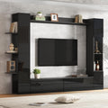Wohnwand mit TV-Schrank und Vitrine für Fernseher bis 70 Zoll, 228 × 30 × 170 cm