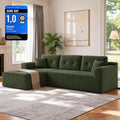 Modulares Ecksofa mit Chaiselongue links, 244 cm breit, Schlafsofa in Waldgrün