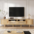 TV-Lowboard mit Rattan-Schiebetüren und 2 Schubladen, 170 × 40 × 40 cm