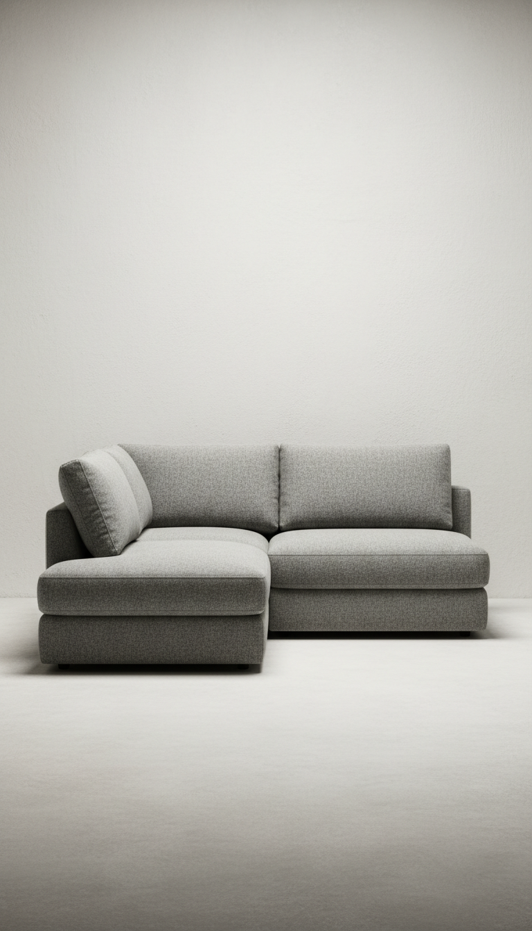 Modulares Ecksofa aus naturgrauer Wolle