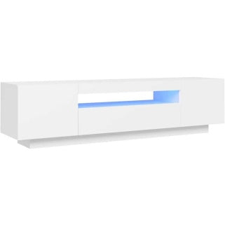 TV-Lowboard mit LED-Beleuchtung in Weiß für Fernseher bis 70 Zoll, 160 cm