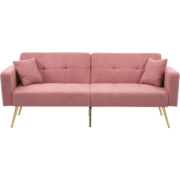 Schlafsofa mit Bettfunktion, verstellbarer Rückenlehne, Kissen und Seitentaschen