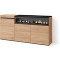 Sideboard mit 3 Türen und integriertem Elektrokamin in Eichenoptik