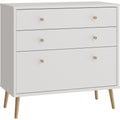 Sideboard mit 3 Schubladen und hohen Füßen aus Holzwerkstoff in Weiß, 89,8 × 86,5 × 41,5 cm