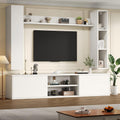 4-teiliges Wohnwand-Set mit TV-Lowboard, Wandregalen und Vitrine für modernes Wohnzimmer